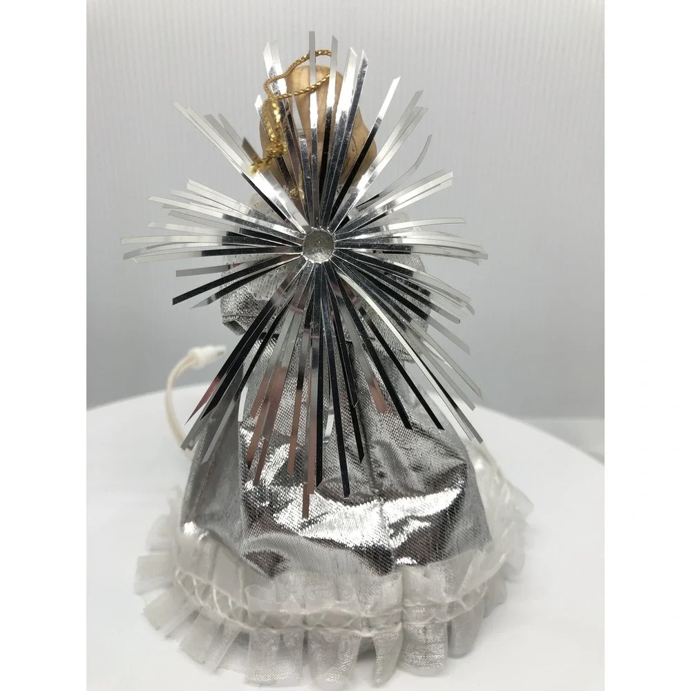 Christmas Ornament Victorian‎ Silver Angel Light Plug Into String of Lights
